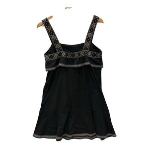 Madewell Small S Black Embroidered‎ Tiered Dress Linen Blend Square Neck Tank